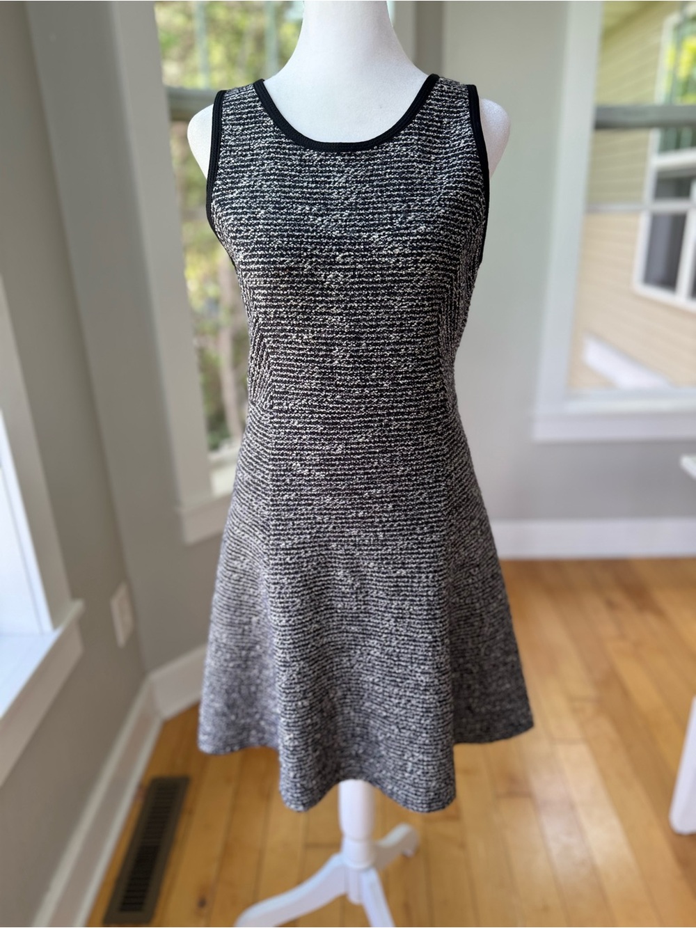 J. Crew Black and White Tweed Fit and Flare Mini Dress Size 4